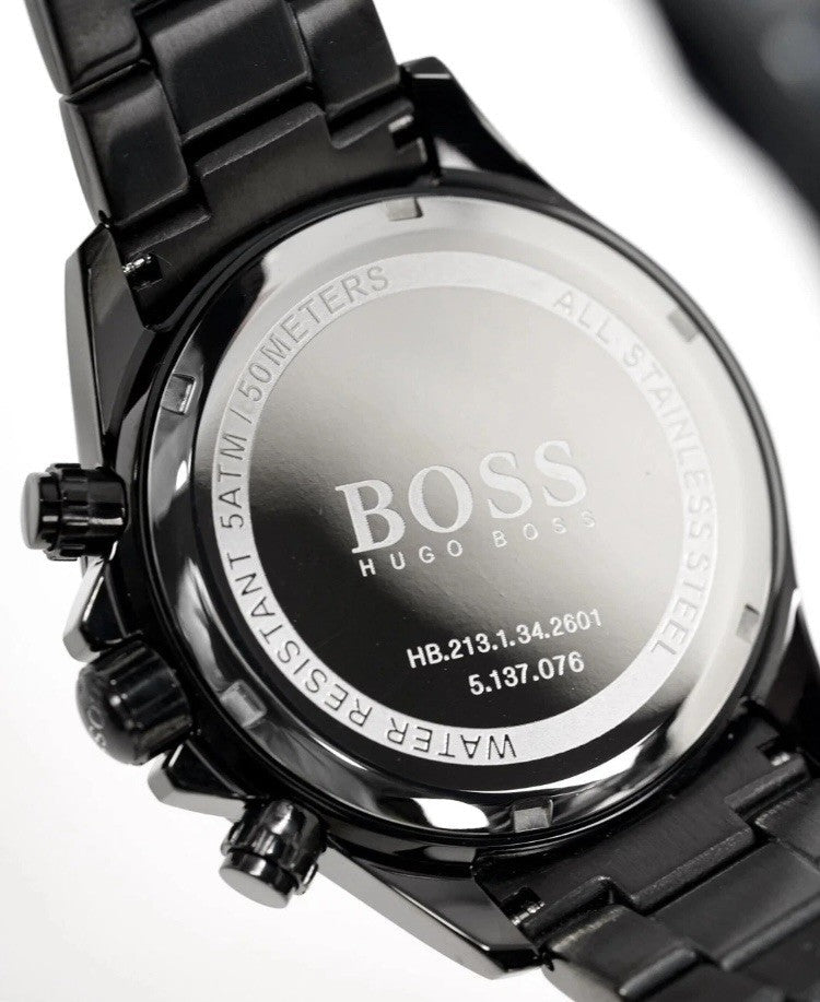 Hugo Boss HB1512961 Men's Chronograph Watch Black Dial Stainless Steel - TTPlugUK