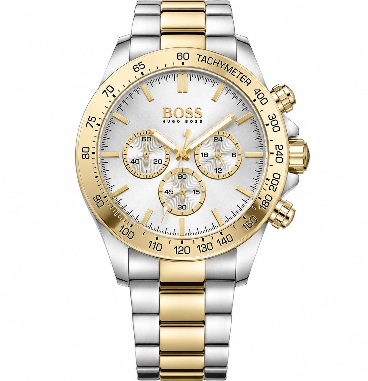 Hugo Boss HB1512960 Ikon Men's Chronograph Watch - Silver/Gold Strap White Dial
