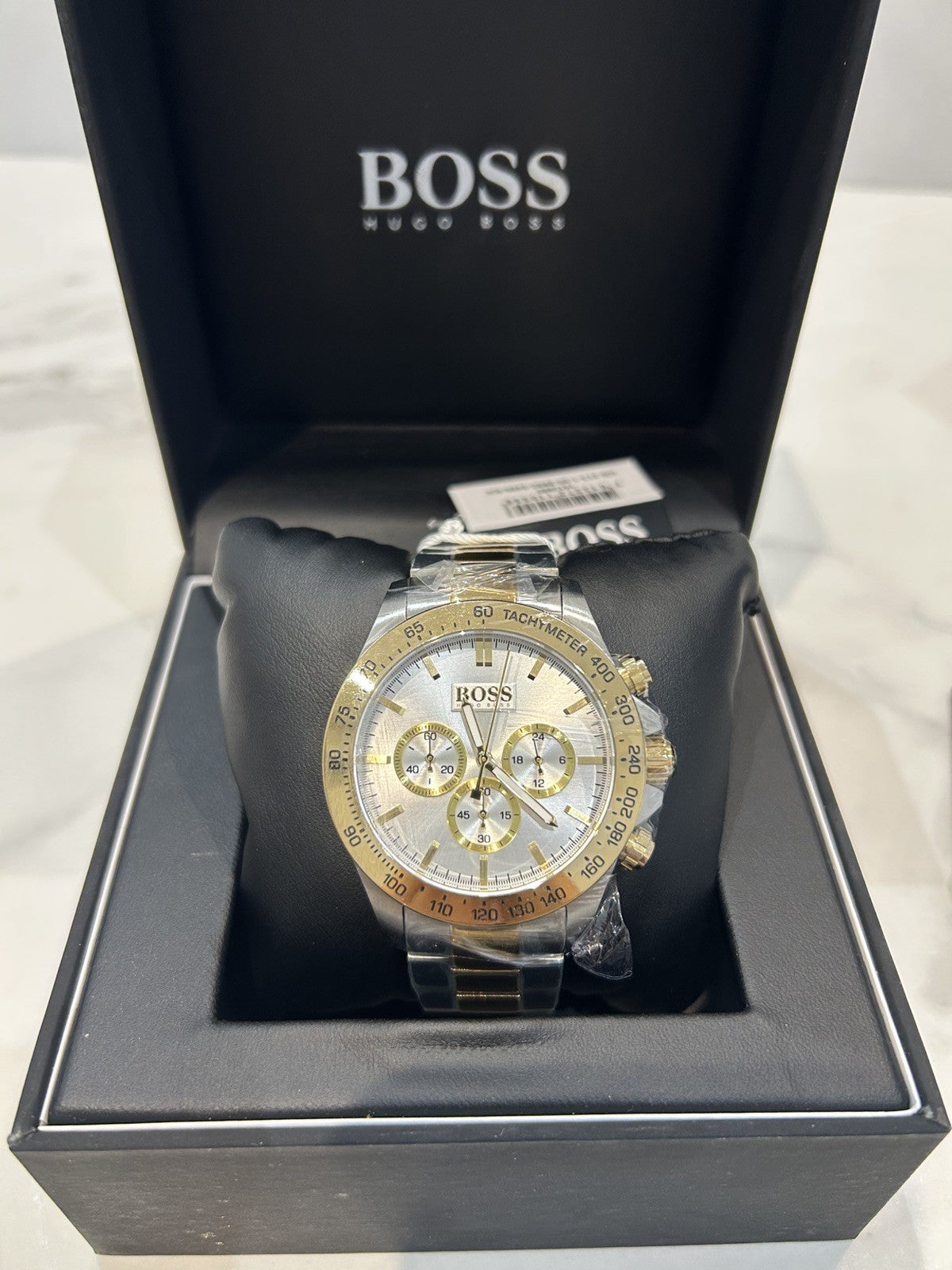 Hugo Boss HB1512960 Ikon Men's Chronograph Watch - Silver/Gold Strap White Dial