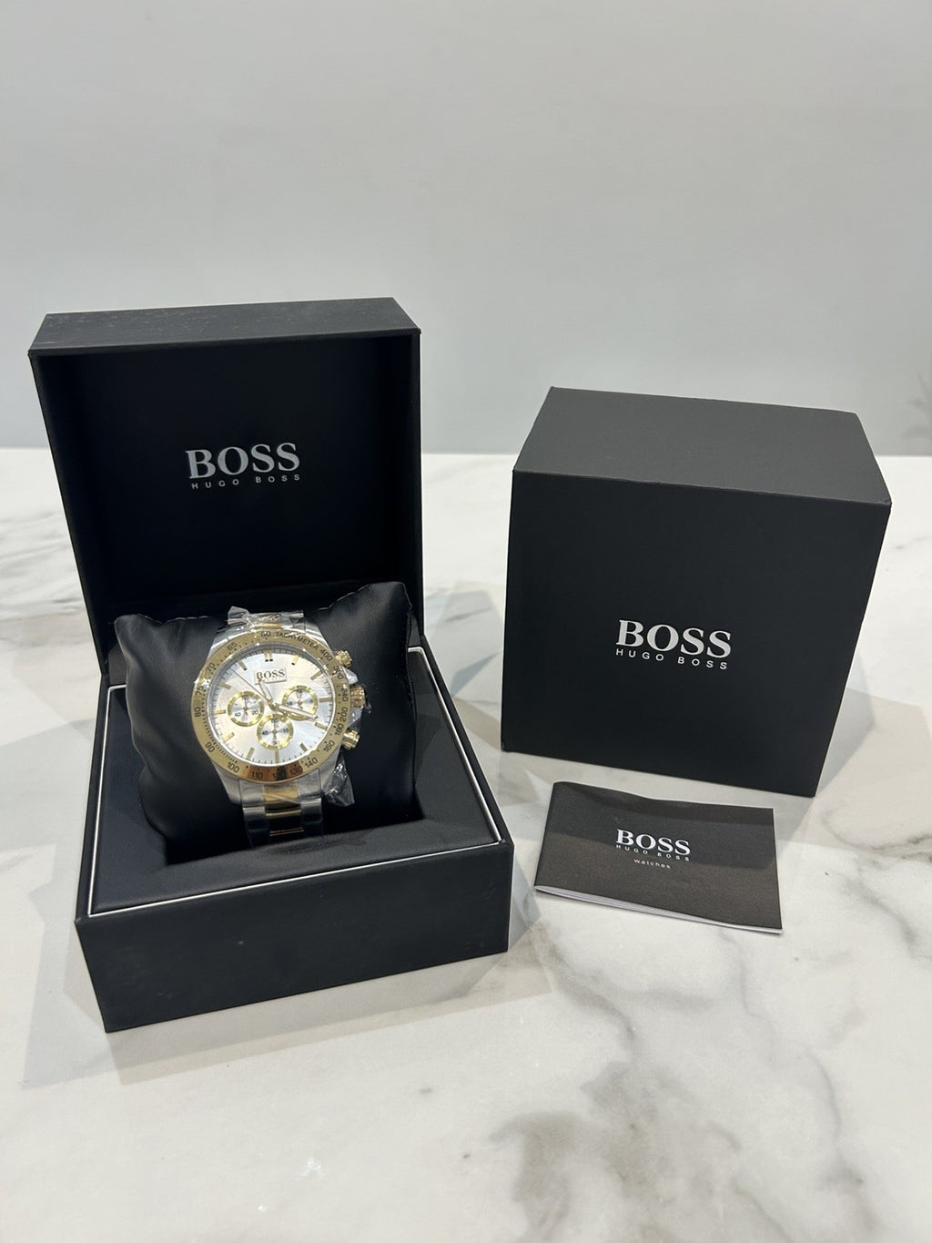 Hugo Boss HB1512960 Ikon Men's Chronograph Watch - Silver/Gold Strap White Dial