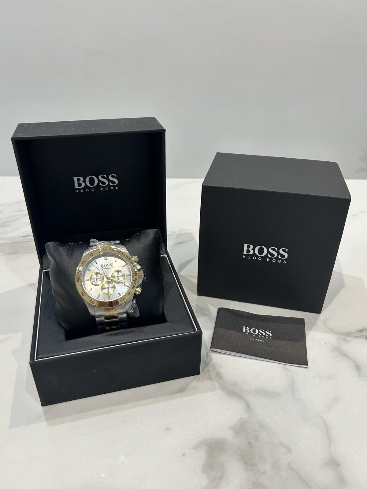 Hugo Boss HB1512960 Ikon Men's Chronograph Watch - Silver/Gold Strap White Dial