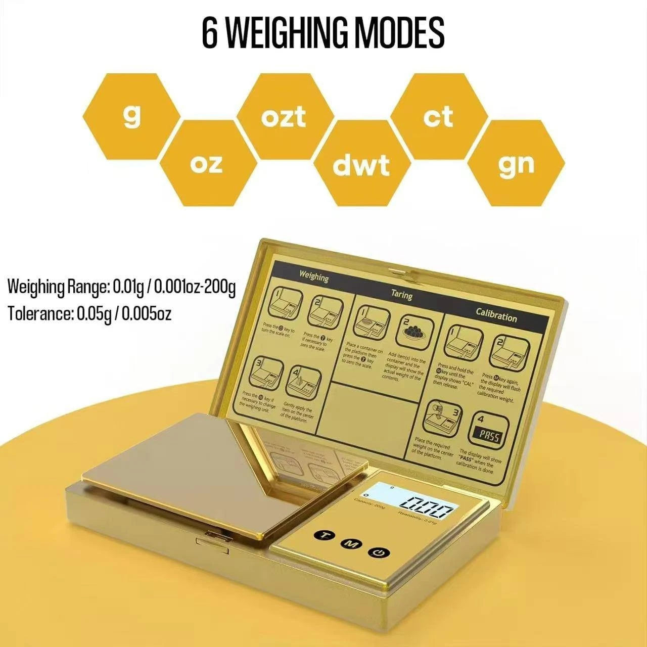 Gold Pocket Digital Scales 0.01g 200g