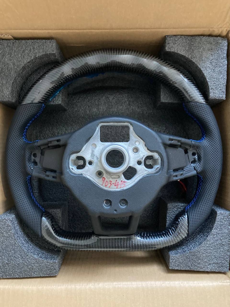 VW Golf MK7 / MK7.5 Carbon Fibre LED Steering Wheel - Blue Stitching - Brand New - TTPlugUK