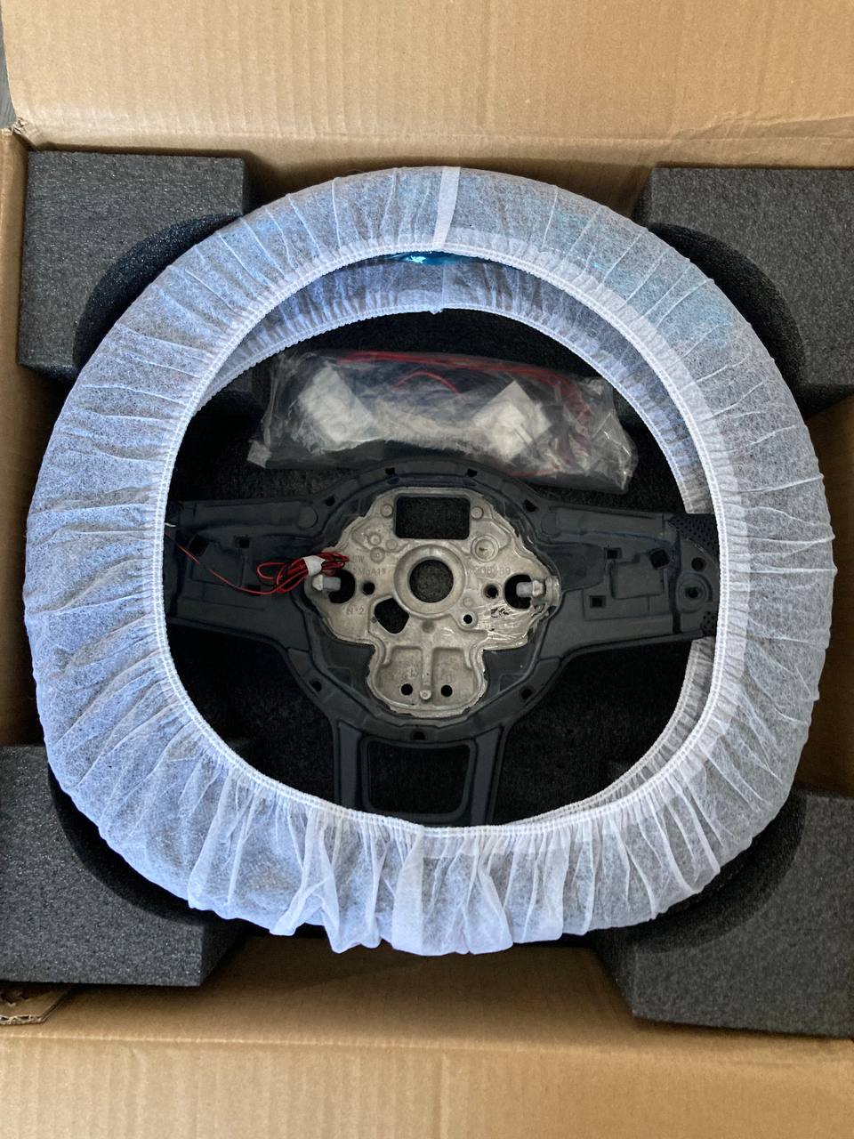 VW Golf MK7 / MK7.5 Carbon Fibre LED Steering Wheel - Red Stitching - Brand New - TTPlugUK